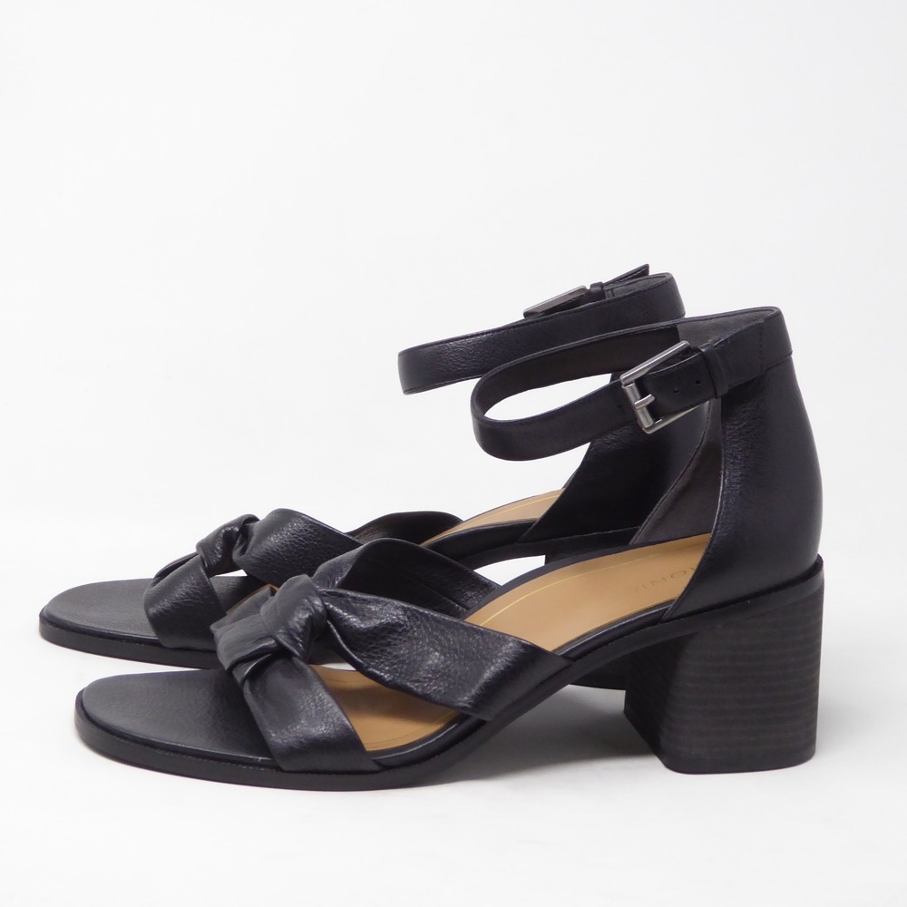Vionic Womens Maia Sandals Knotted Black Leather Ankle Strap Block Heel 12W - Picture 4 of 8